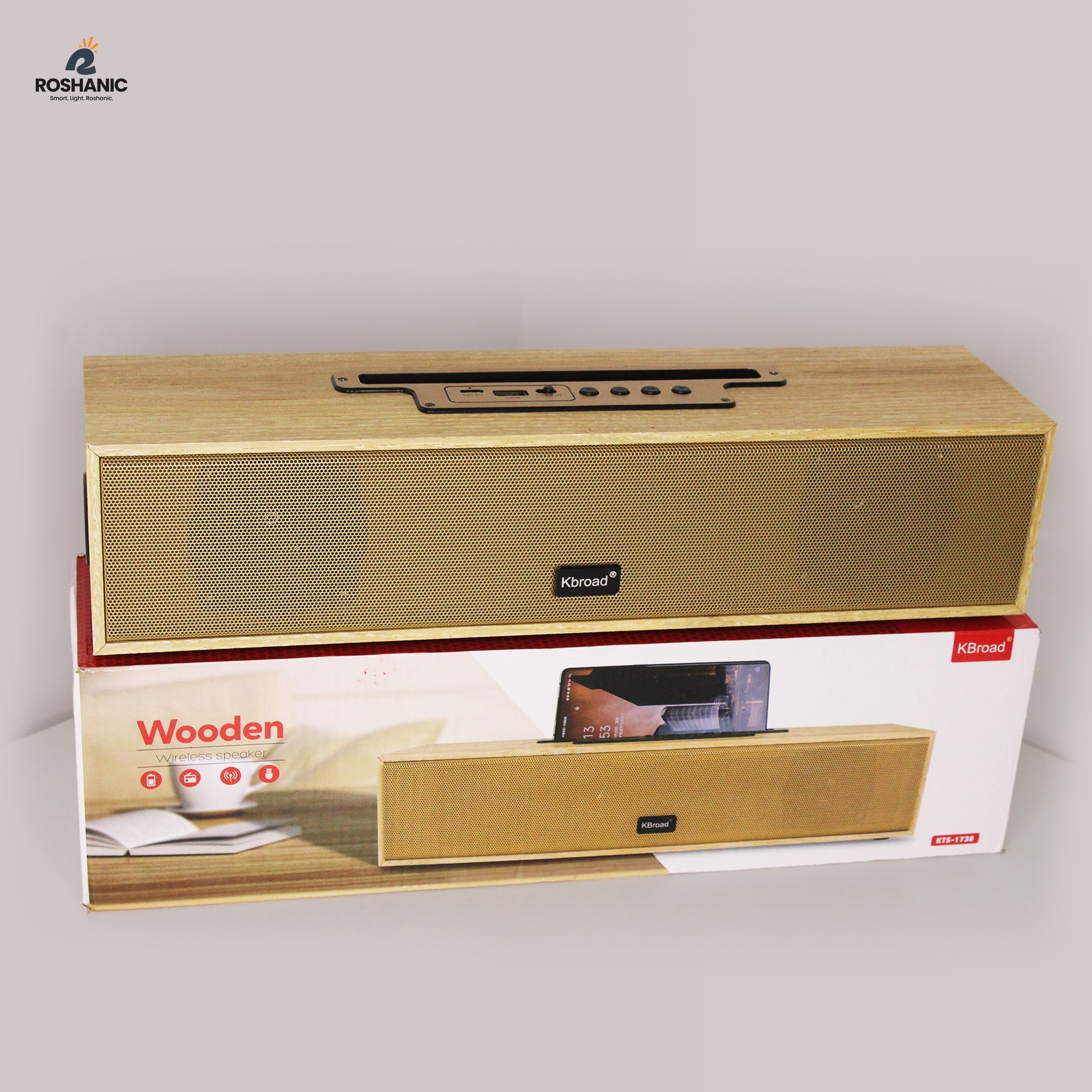 Kbroad KTS-1738 wooden finish wireless speaker with premium gril