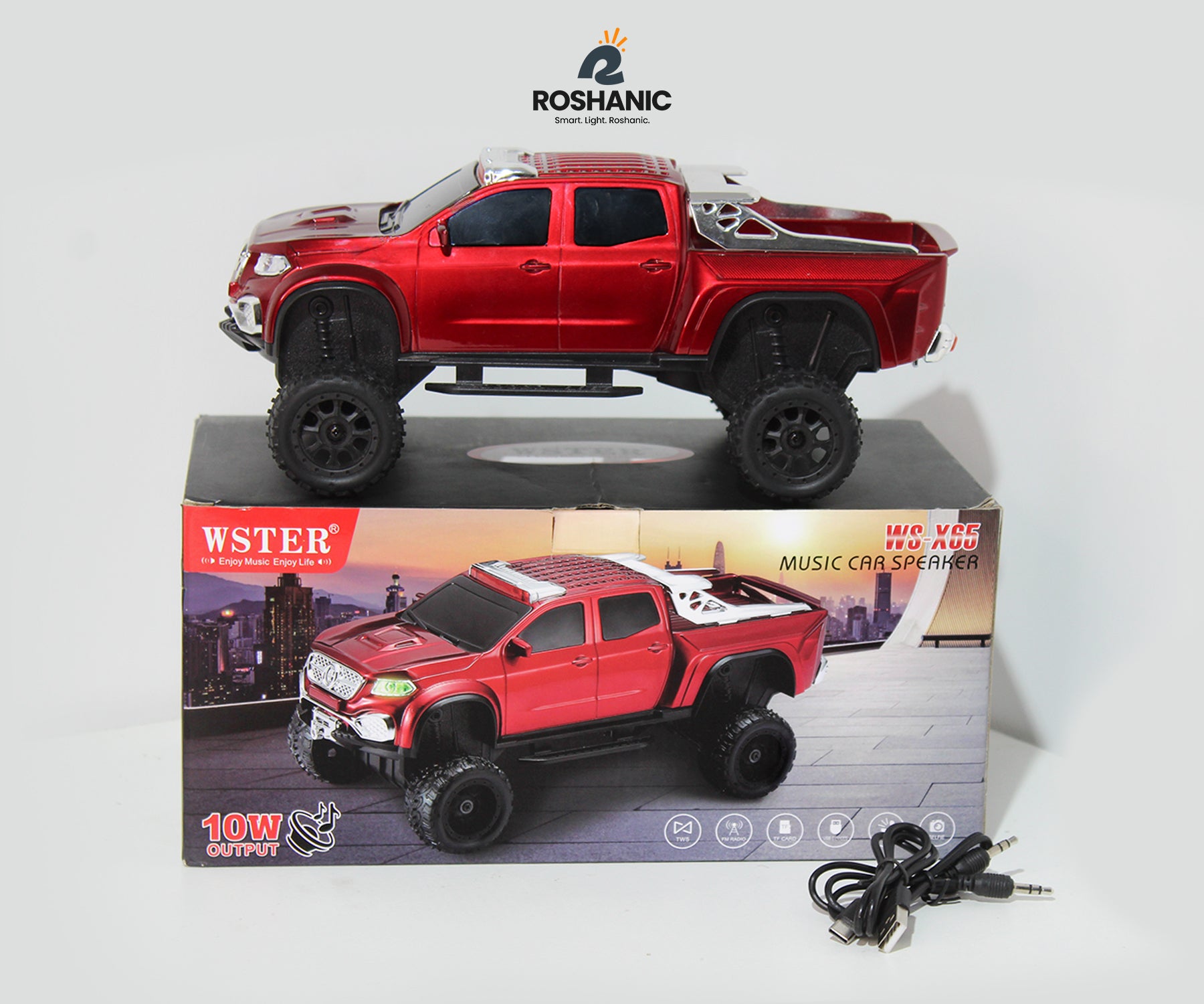 Roshanic WS-X65 Car Shape Bluetooth Speaker – Heavy Bass, Wireless, Multi-Function